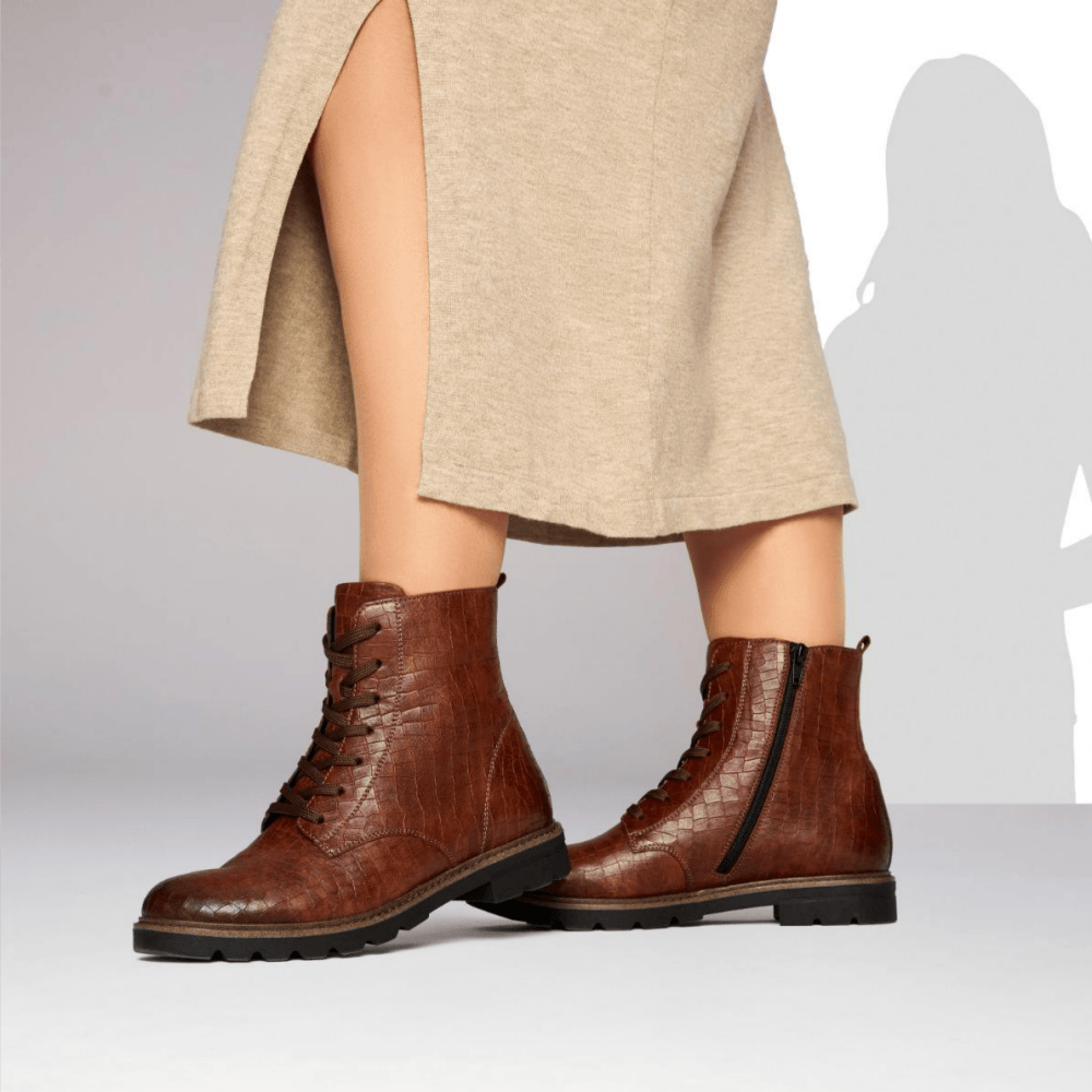 remonte damen schnürstiefel braun leder d2q71-22