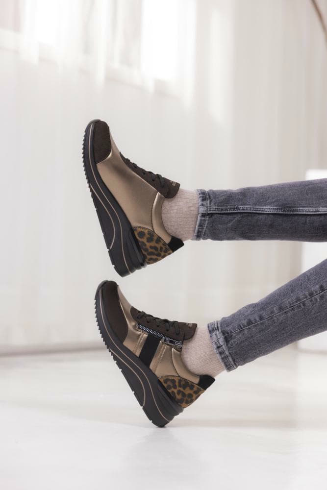 Schuhe schwarz metallic leoprint d0t09-91 von remonte