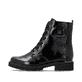Vegane, schwarze remonte Damen Schnürstiefel D8683-03 mit einem Reißverschluss. Schuh Außenseite.