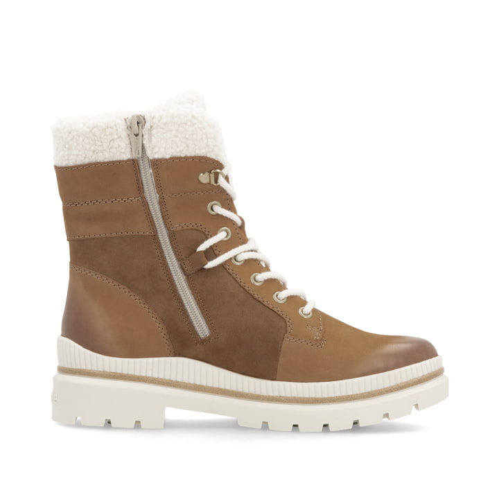 Braune remonte Damen Schnürstiefel D0C77-23 mit griffiger Glass-Fibre Sohle. Schuh Innenseite.
