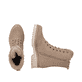 
Vanillebeige remonte Damen Schnürstiefel D1B74-60 mit einer dämpfenden Profilsohle. Schuhpaar von oben.