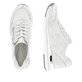 Silberne remonte Damen Sneaker Low R6700-91 mit einem Reißverschluss. Schuh von oben, liegend.
