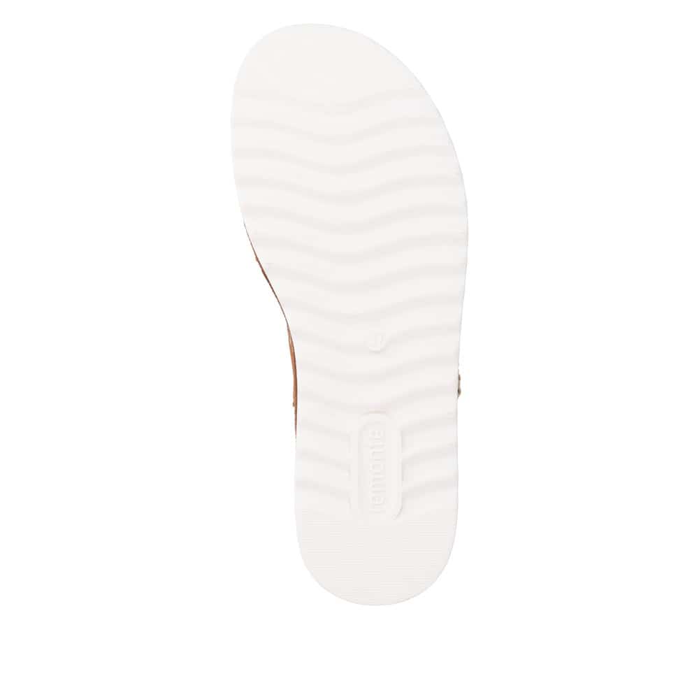 Braune remonte Riemchensandalen D3P50-22 mit handgestickten Nähten. Schuh Laufsohle.