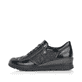 Baskets basses remonte noires pour femme R0701-03 avec fermeture éclair. Côté extérieur de la chaussure.