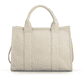 Sac à main remonte Q0766-90 beige avec tissu tressé et fermeture éclair. Arrière.