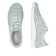 Grüne remonte Damen Slipper D3G03-52 mit eleganten Zierlochungen sowie Gummizug. Schuh von oben, liegend.