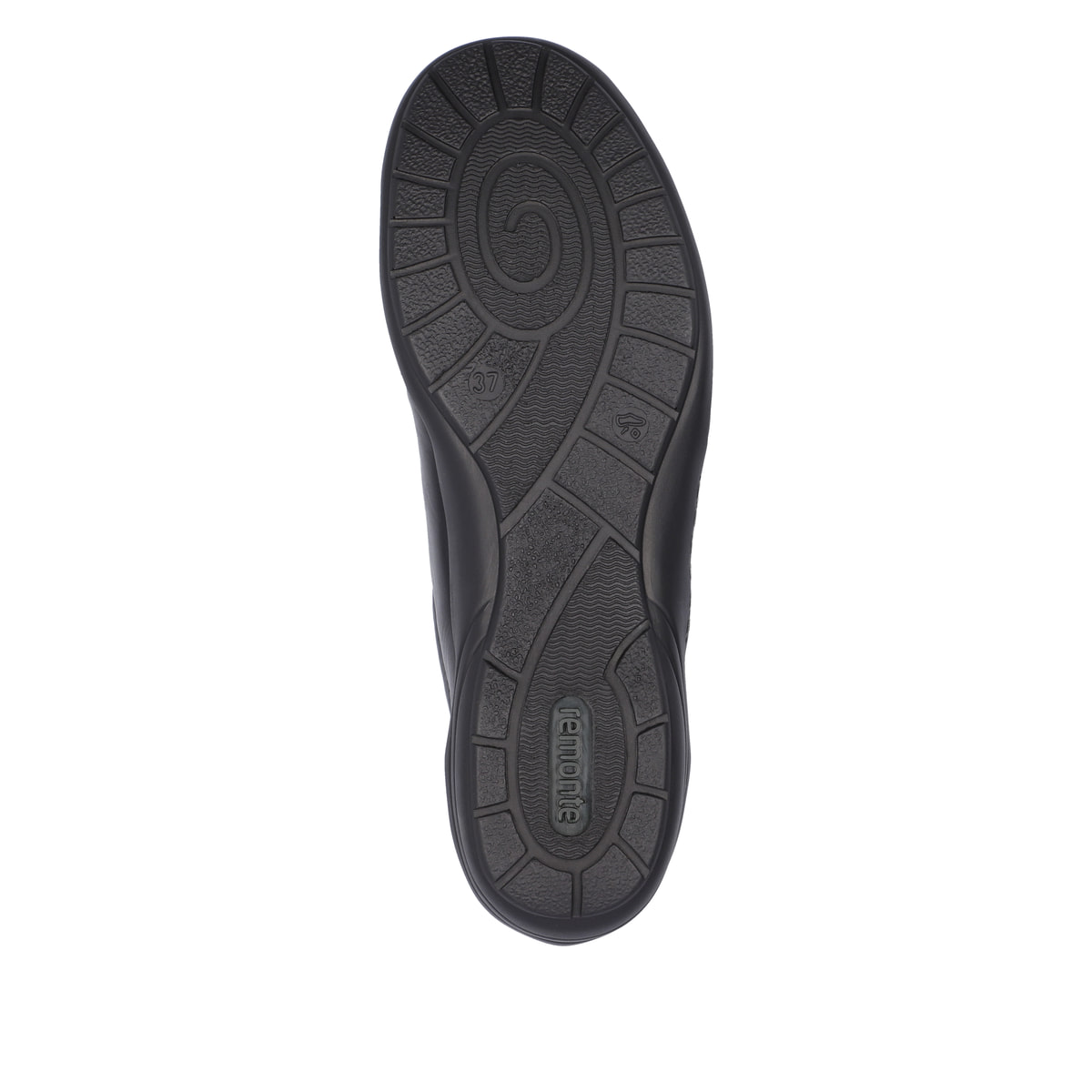 Schwarze remonte Damen Slipper R7600-04 mit Klettverschluss sowie Extraweite H. Schuh Laufsohle.