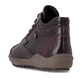 Bordeaux-dunkelbraune remonte Damen Schnürstiefel R1454-27. Schuh von hinten.