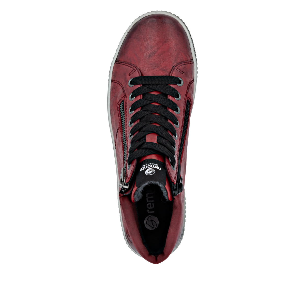 Rote remonte Damen Schnürstiefel D0772-36 mit wasserabweisender TEX-Membran. Schuh von oben.