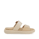 Braune vegane remonte Damen Pantoletten D2N51-20 mit einem Klettverschluss. Schuh Innenseite.