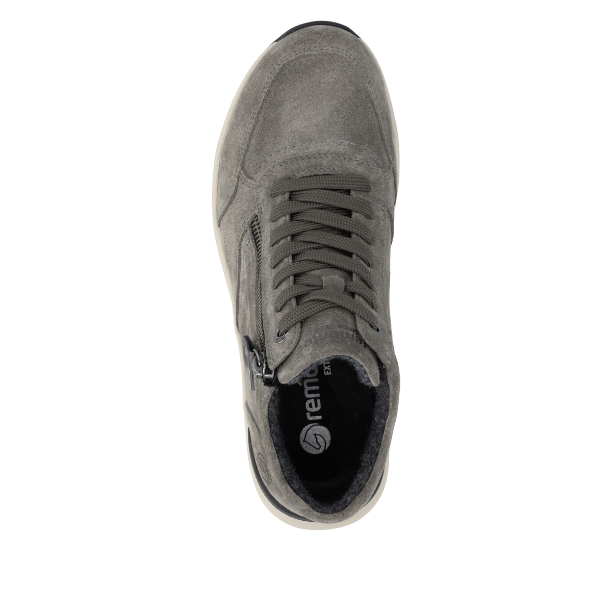 Graue remonte Damen Sneaker D3V71-45 mit wasserabweisender TEX-Membran. Schuh von oben.
