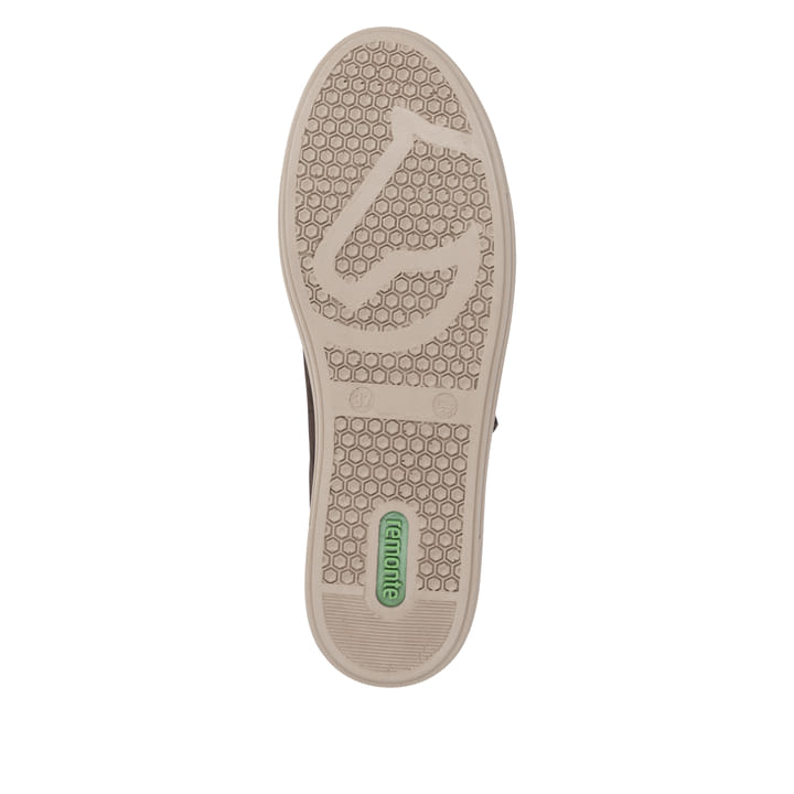 Baskets basses remonte marron pour femmes D0920-25 avec fermeture éclair. Semelle extérieure de la chaussure.