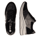 Schwarz-bronzene remonte Damen Schnürschuhe D0T23-03 mit einem Reißverschluss. Schuh von oben, liegend.