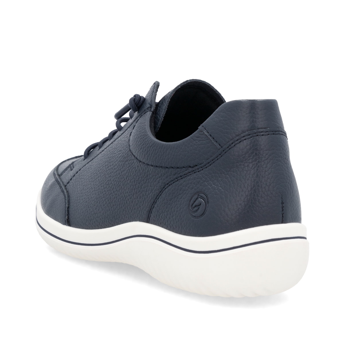 Blaue remonte Damen Schnürschuhe D1E07-14 mit der Komfortweite G. Schuh von hinten.