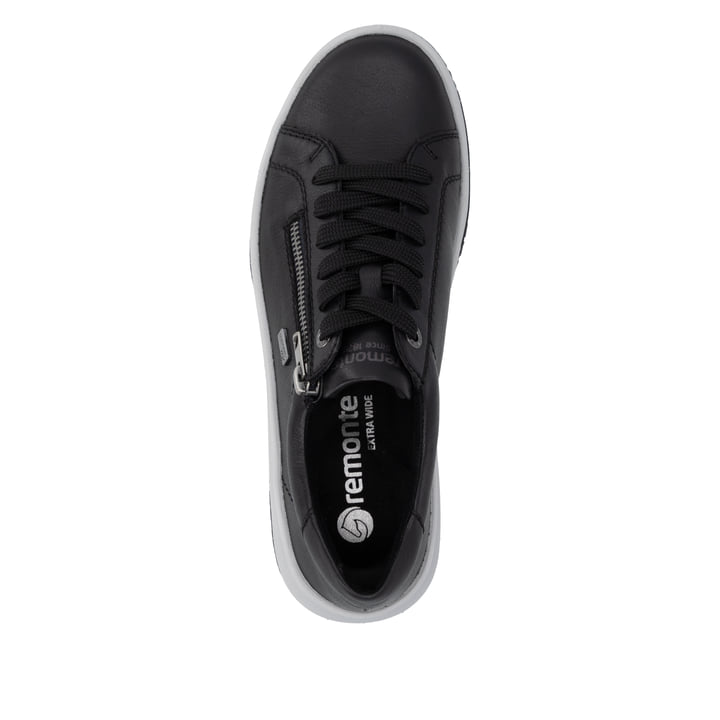 Chaussures à lacets remonte noires pour femmes D3Q00-00. Chaussure vue de dessus.