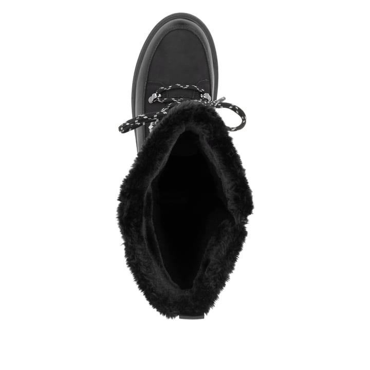 Nachtschwarze remonte Hochschaftstiefel D0U77-00 mit Flip-Grip Sohle. Schuh von oben.