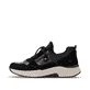 Mocassins remonte noirs femmes D3V01-02 avec fermeture éclair décorative. Côté extérieur de la chaussure.