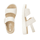 Beige remonte Keilsandaletten D2K50-80 mit einem Klettverschluss. Schuh von oben, liegend.