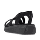 Schwarze remonte Riemchensandalen D3L52-00 mit einem Gummizug sowie Extraweite H. Schuh von hinten.