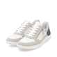 Weiße remonte Damen Schnürschuhe D1E06-81 mit einem Reißverschluss. Schuhpaar seitlich schräg.