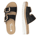 Schwarze remonte Damen Pantoletten D0Q66-00 mit trendiger Schnalle. Schuh von oben, liegend.
