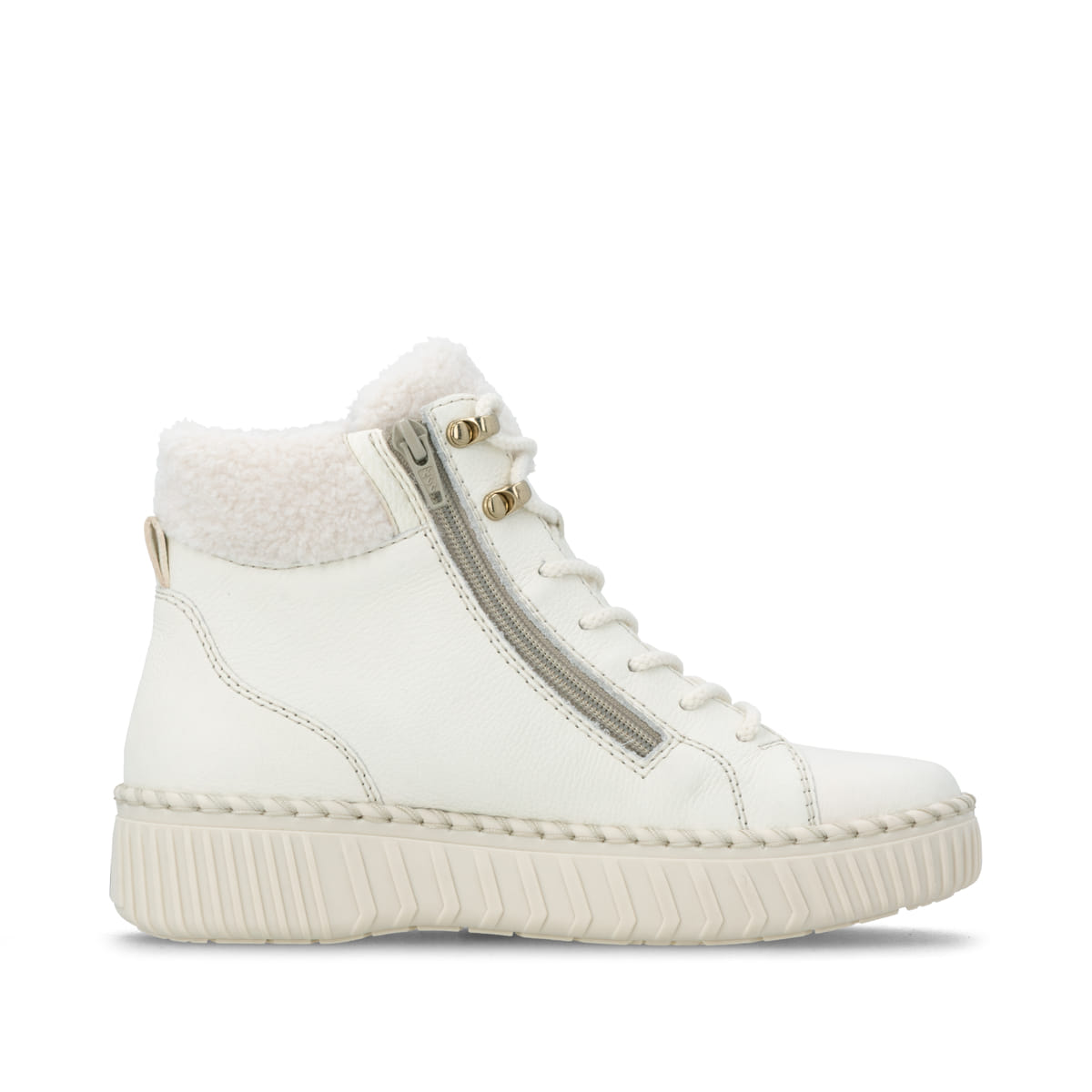 Weiße remonte Damen Schnürstiefel D4A74-80 mit wasserabweisender TEX-Membran. Schuh Innenseite.