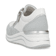 Blaue vegane remonte Damen Sneaker Low D0T01-12 mit einem Reißverschluss. Schuh von hinten.