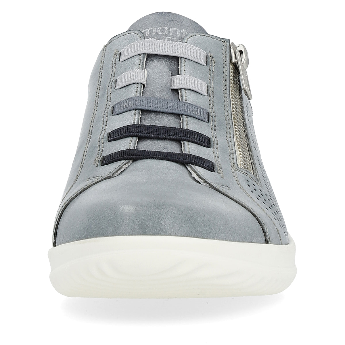 Blaue remonte Damen Schnürschuhe D1E02-14 mit einem Reißverschluss. Schuh von vorne.