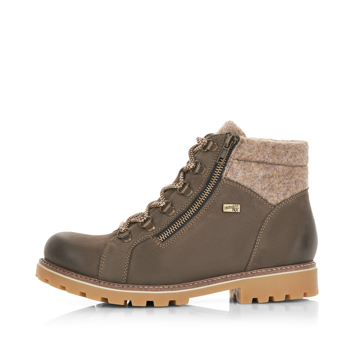 
Asphaltgraue remonte Damen Schnürstiefel D7478-45 mit Schnürung und Reißverschluss. Schuh Außenseite