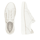 Weiße remonte Damen Sneaker Low D2E00-80 mit Reißverschluss sowie Komfortweite G. Schuh von oben, liegend.