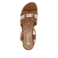 Nussbraune remonte Keilsandaletten D6461-24 mit einem Klettverschluss. Schuh von oben.