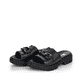 
Graphitschwarze remonte Damen Pantoletten D7952-00 mit einer dämpfenden Sohle. Schuhpaar schräg.