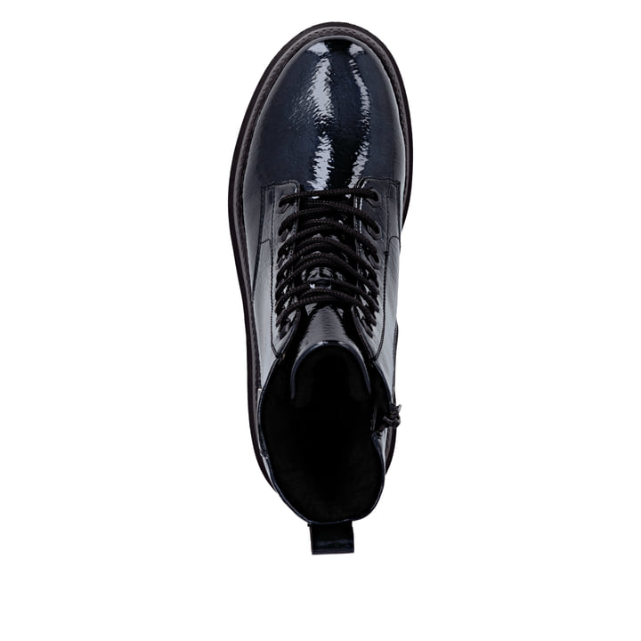 Blaue vegane remonte Damen Schnürstiefel D0C82-14 mit Glass-Fibre Sohle. Schuh von oben.