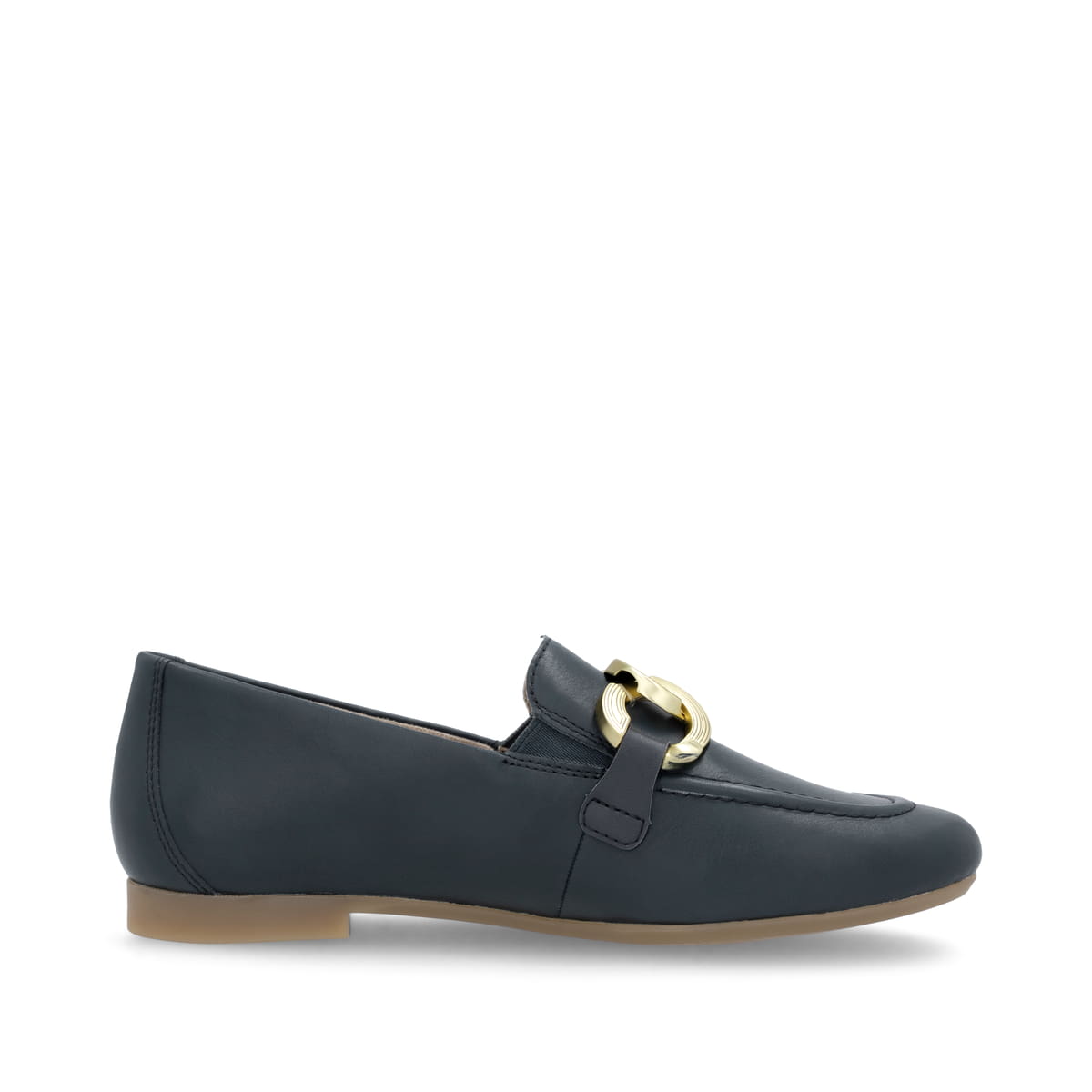 Blaue remonte Damen Loafer D0K09-14 mit Gummizug sowie gepolsterter Einlegesohle. Schuh Innenseite.