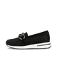 Schwarze remonte Damen Loafer D1G11-02 mit einem Gummizug. Schuh Außenseite.
