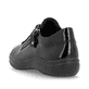 Schwarze remonte Damen Schnürschuhe D1E03-01 mit einem Reißverschluss. Schuh von hinten.
