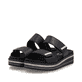 Mules remonte noires pour femme D0Q64-00 avec fermeture velcro. Chaussures inclinées sur le côté.