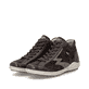 Dunkelbraun-bronzene remonte Damen Schnürstiefel R1454-25. Schuhpaar seitlich schräg.