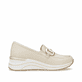 Mocassins remonte beiges pour femme D0T12-60 avec éléments décoratifs. Intérieur de la chaussure.