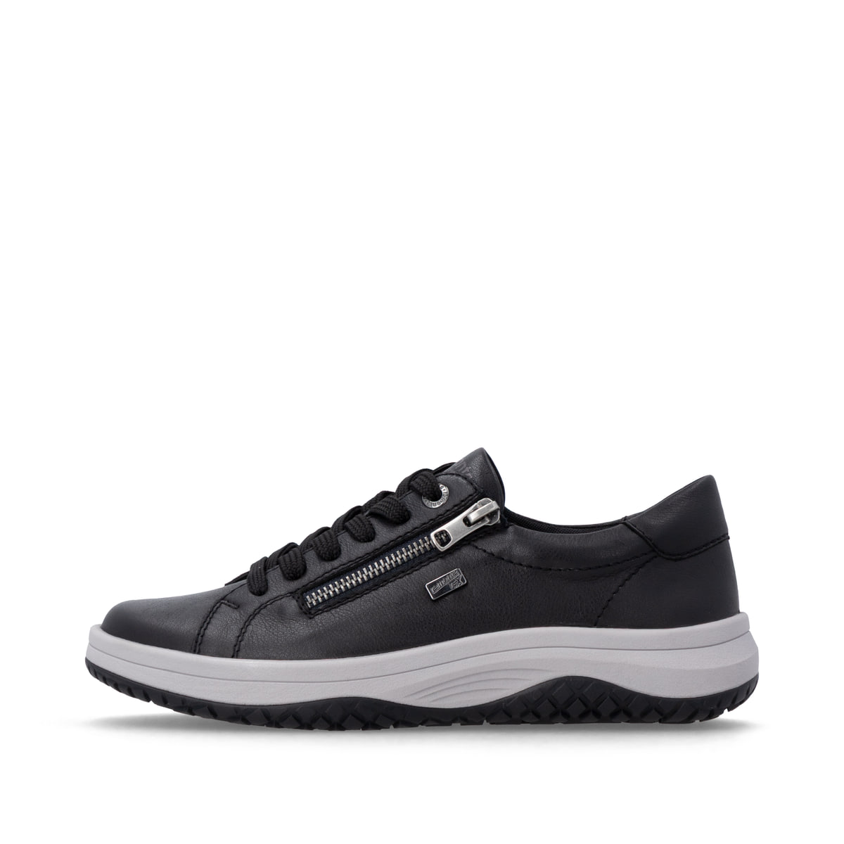 Chaussures à lacets remonte noires pour femmes D3Q00-00. Côté extérieur de la chaussure.