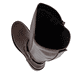 Dunkelbraune remonte Hochschaftstiefel D2W77-25 mit einem Reißverschluss. Schuh von oben, liegend.