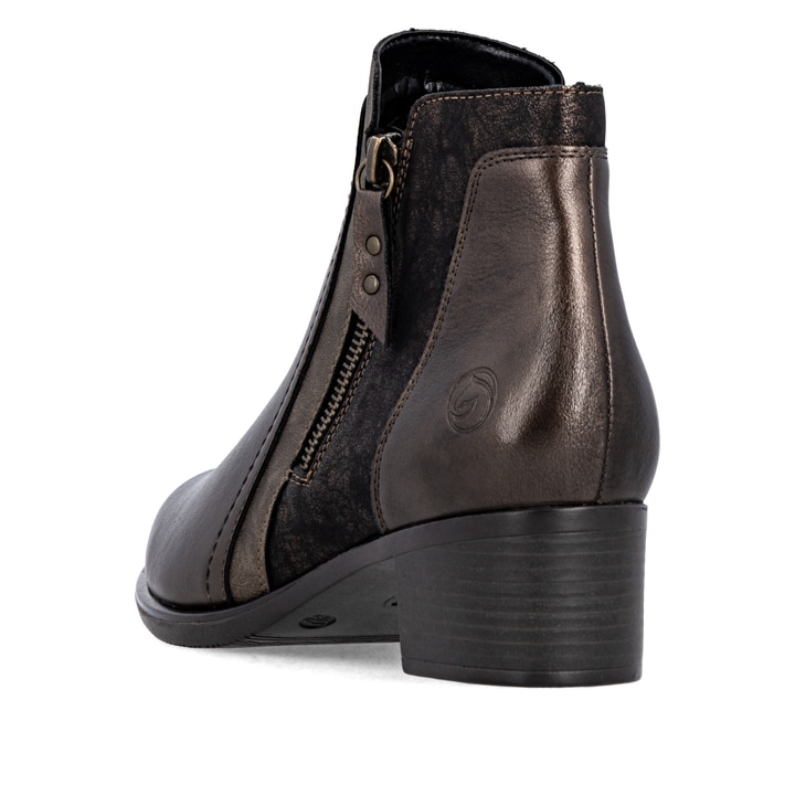 Bottines remonte métalliques pour femme R5172-90 avec fermeture éclair. Chaussure vue de dessus.
