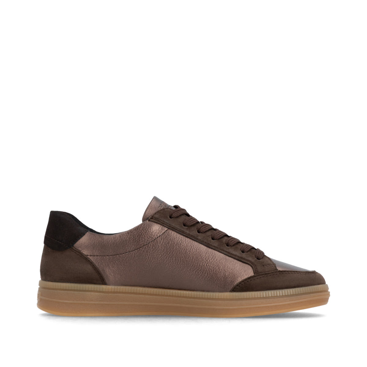 Dunkelbraun-bronzene remonte Damen Sneaker D2C04-90. Schuh Innenseite.