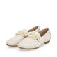 Macciatoweiße remonte Damen Loafer D0K00-80 mit einem Elastikeinsatz. Schuhpaar seitlich schräg.