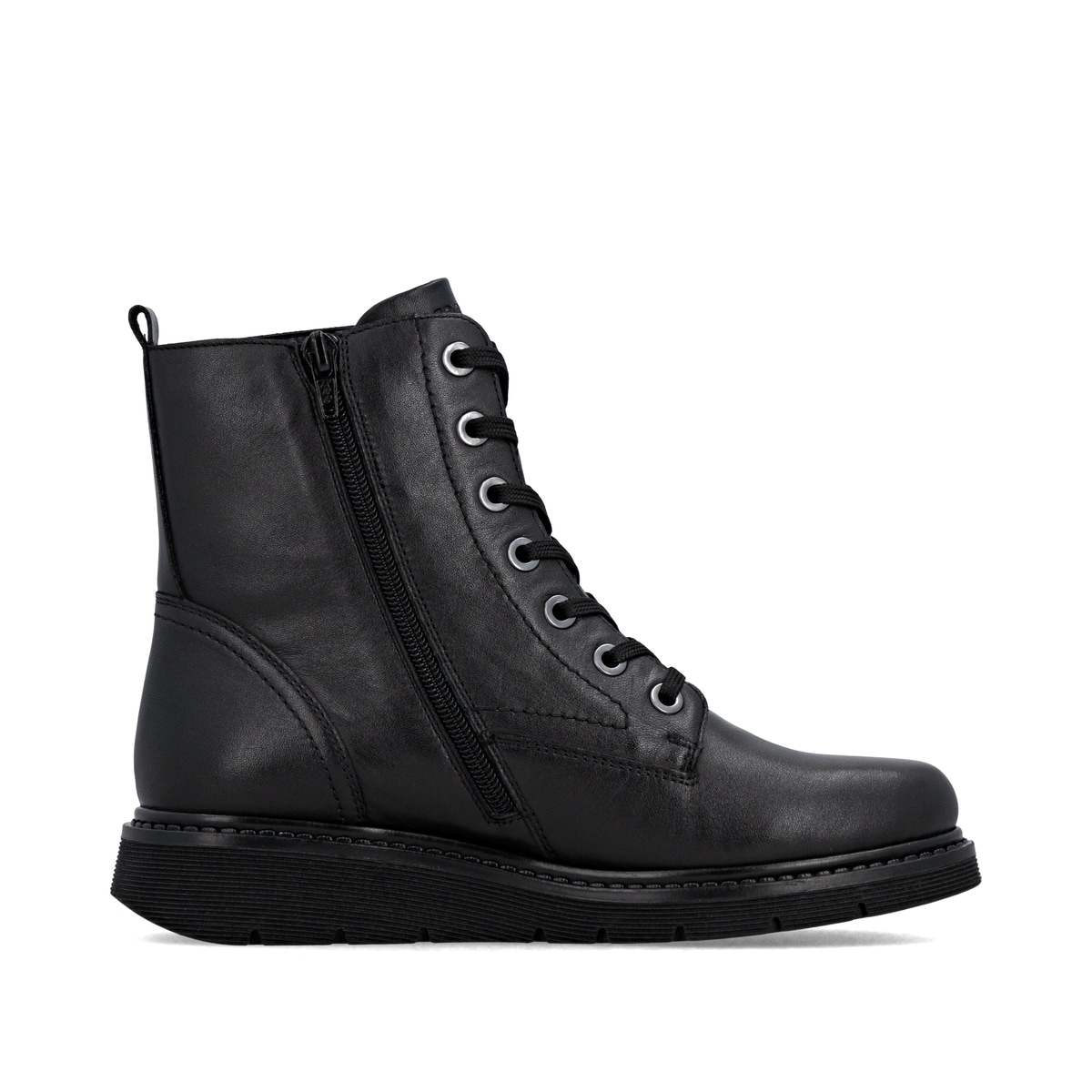 Schwarze remonte Damen Schnürstiefel D3979-00 mit wasserabweisender TEX-Membran. Schuh Innenseite.