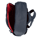 Sac à dos remonte Q0533-14 en bleu avec une poignée pour l'attacher à la poignée de valise et un sac banane amovible. Ouvert.
