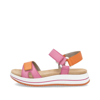 Rosane remonte Riemchensandalen D1J57-31 mit einem Klettverschluss. Schuh Außenseite.