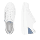 Weiße remonte Damen Sneaker Low D1C01-84 mit Reißverschluss sowie Komfortweite G. Schuh von oben, liegend.