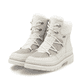 Altweiße remonte Damen Schnürstiefel D0C80-80 mit griffiger Glass-Fibre Sohle. Schuhpaar seitlich schräg.