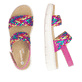 Mehrfarbige vegane remonte Riemchensandalen D2K52-90 mit einem Klettverschluss. Schuh von oben, liegend.